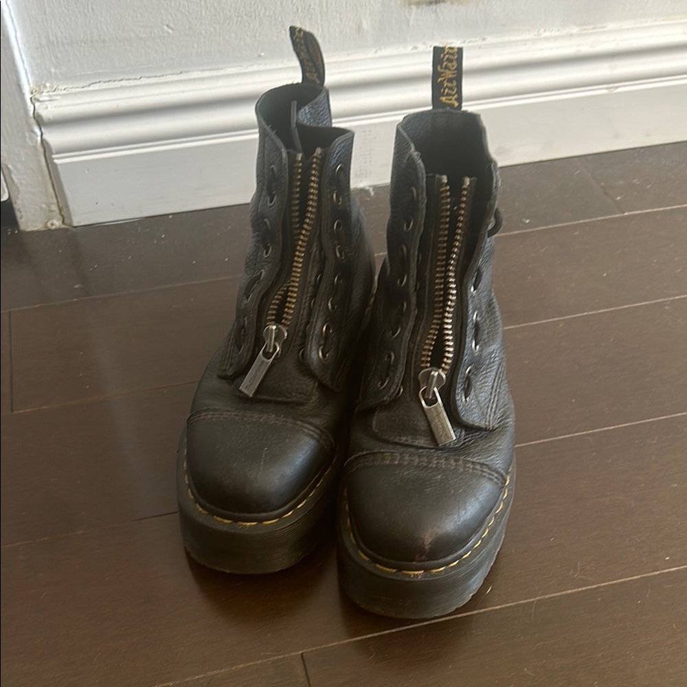 Dr. Martens Black Leather Zipper Boots